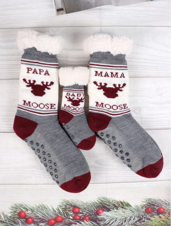 Moose Indoor  Anti-Slippery  Slipper Socks (3 Pairs Set) (PAPA MAMA BABY)